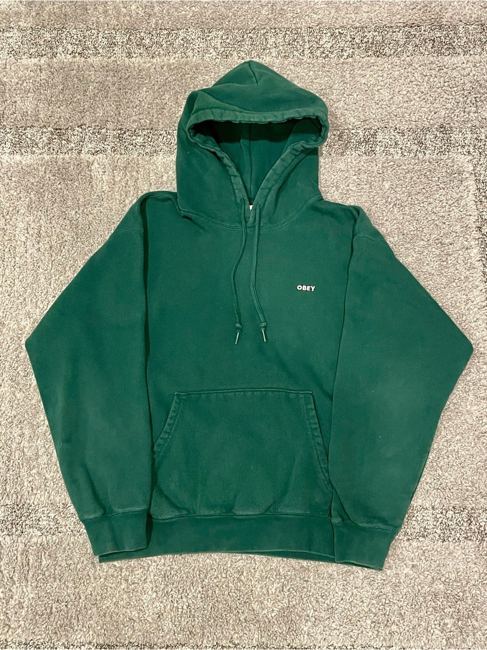 Vintage Green Obey Hoodie in Size Small
